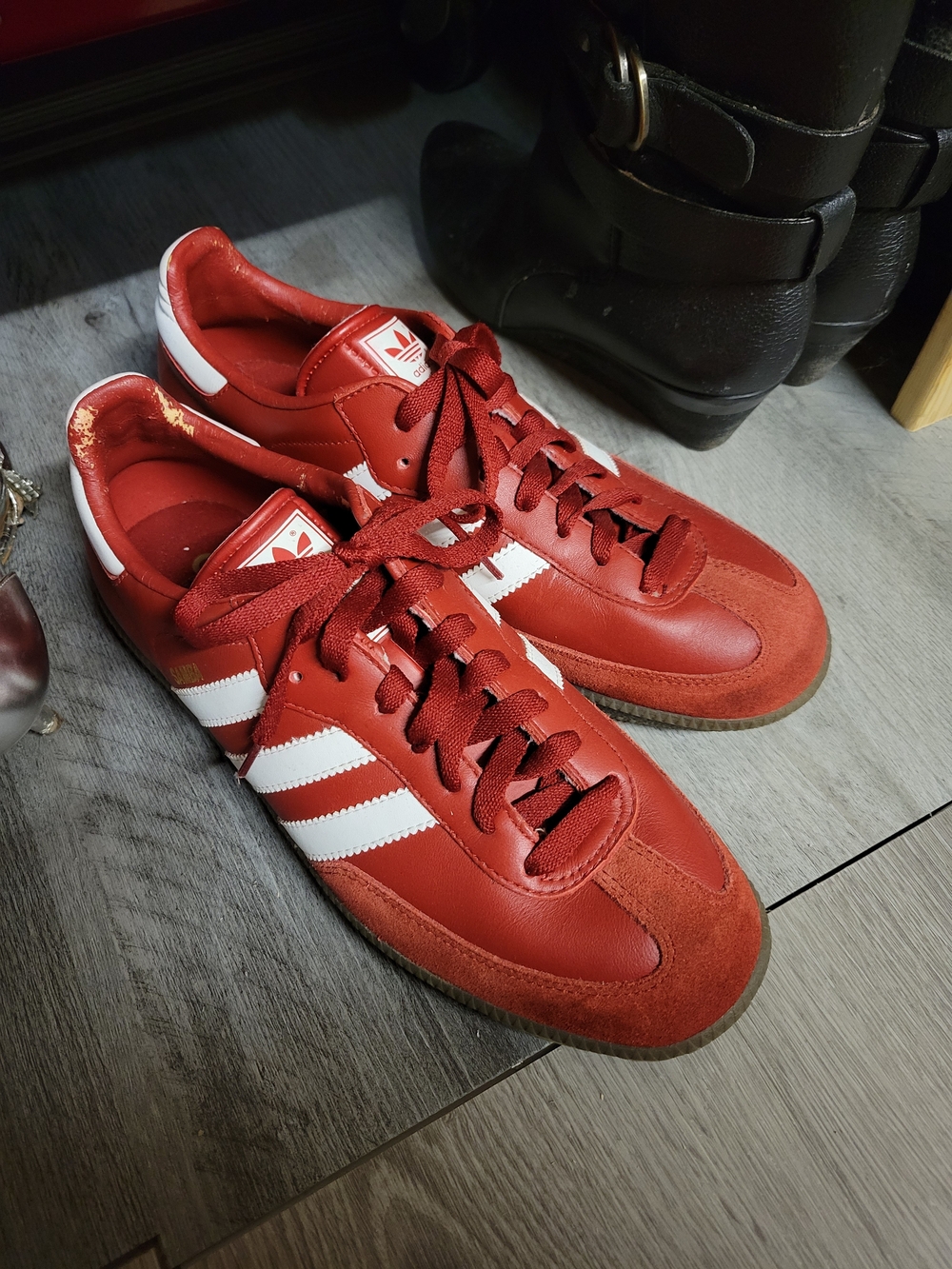 Adidas Men’s Red Samba Leather Sneakers